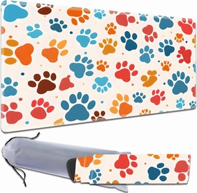 for MTG Playmat Non-Slip Rubber Play Mat with Storage Bag Combination, Ideal for Card Game Lovers TCG Play Mat, Color Dog Paw Prints