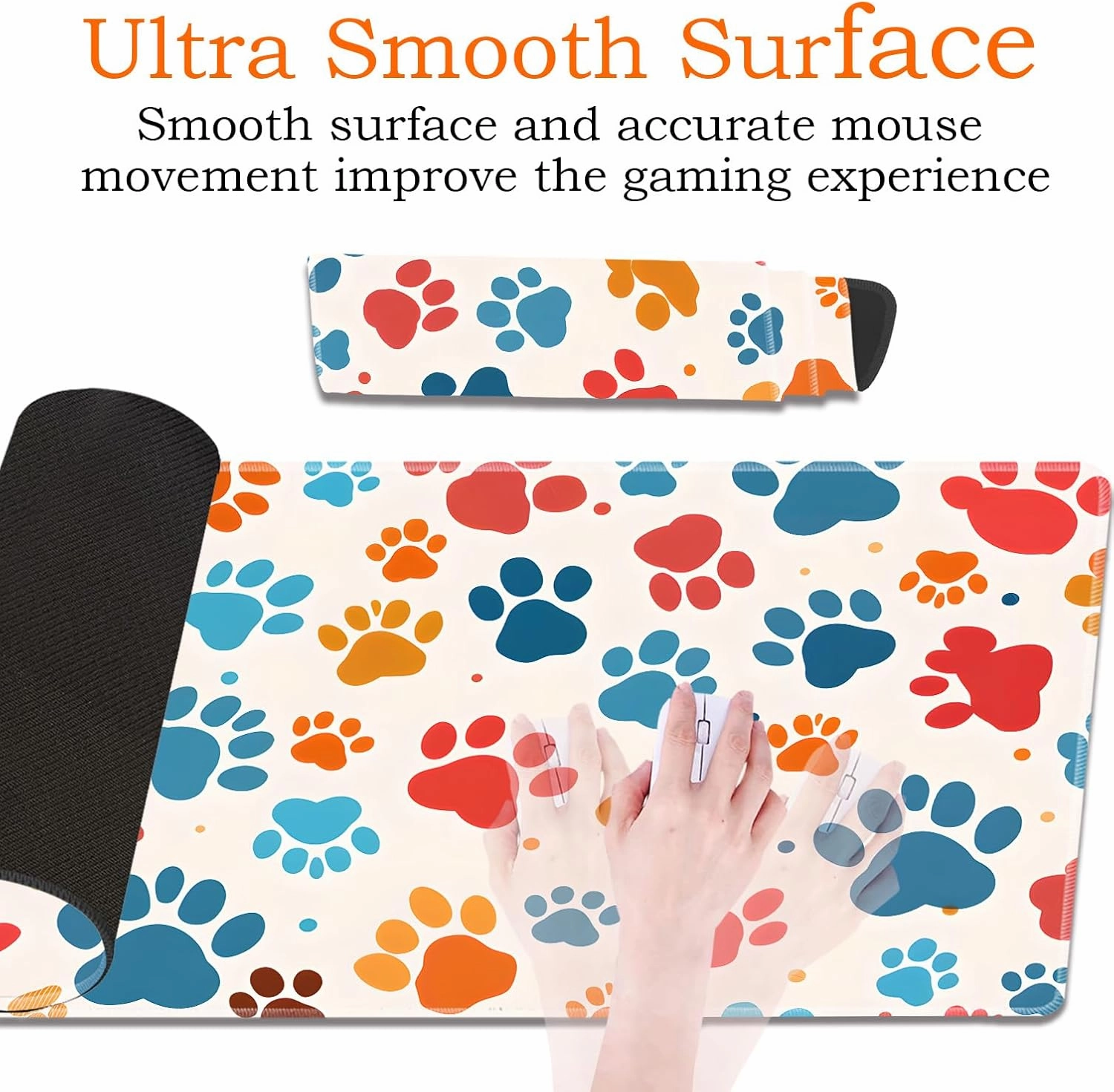 for MTG Playmat Non-Slip Rubber Play Mat with Storage Bag Combination, Ideal for Card Game Lovers TCG Play Mat, Color Dog Paw Prints