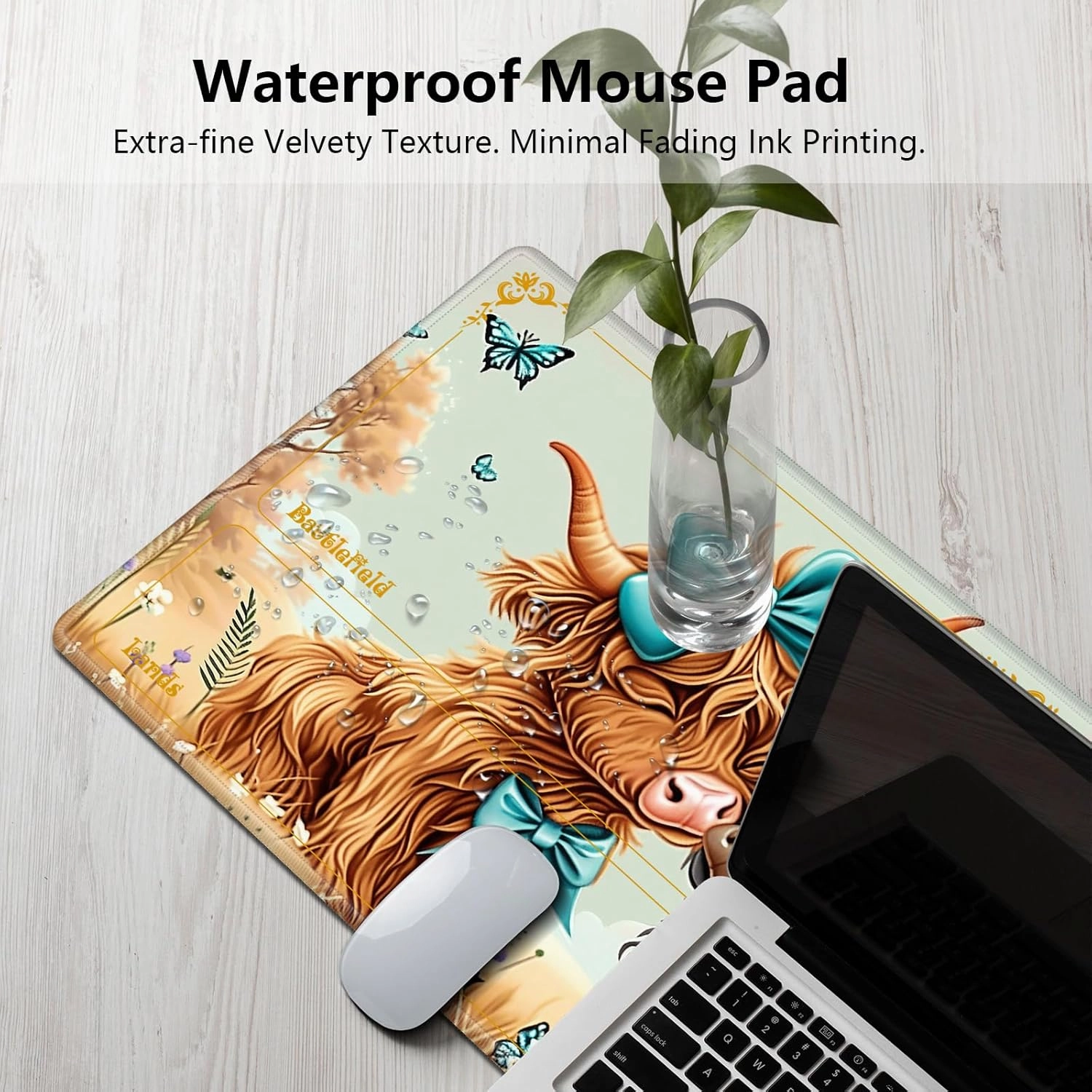 for MTG Playmat with Zones 24" x 14" with High Elastic Rubber Base Non-Slip Rubber Sole HD Printing for MTG Mat Magic Mat Card Playmats Magic Playmat Mouse Pad, A Cute Highland Cow Couple