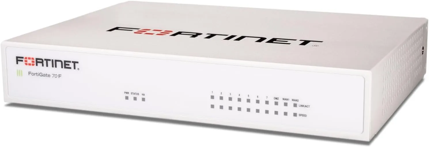 FortiGate-70F Firewall - 7X GE RJ45 Internal Ports, 2X GE RJ45 WAN Ports (Appliance Only, No Subscription) (FG-70F)