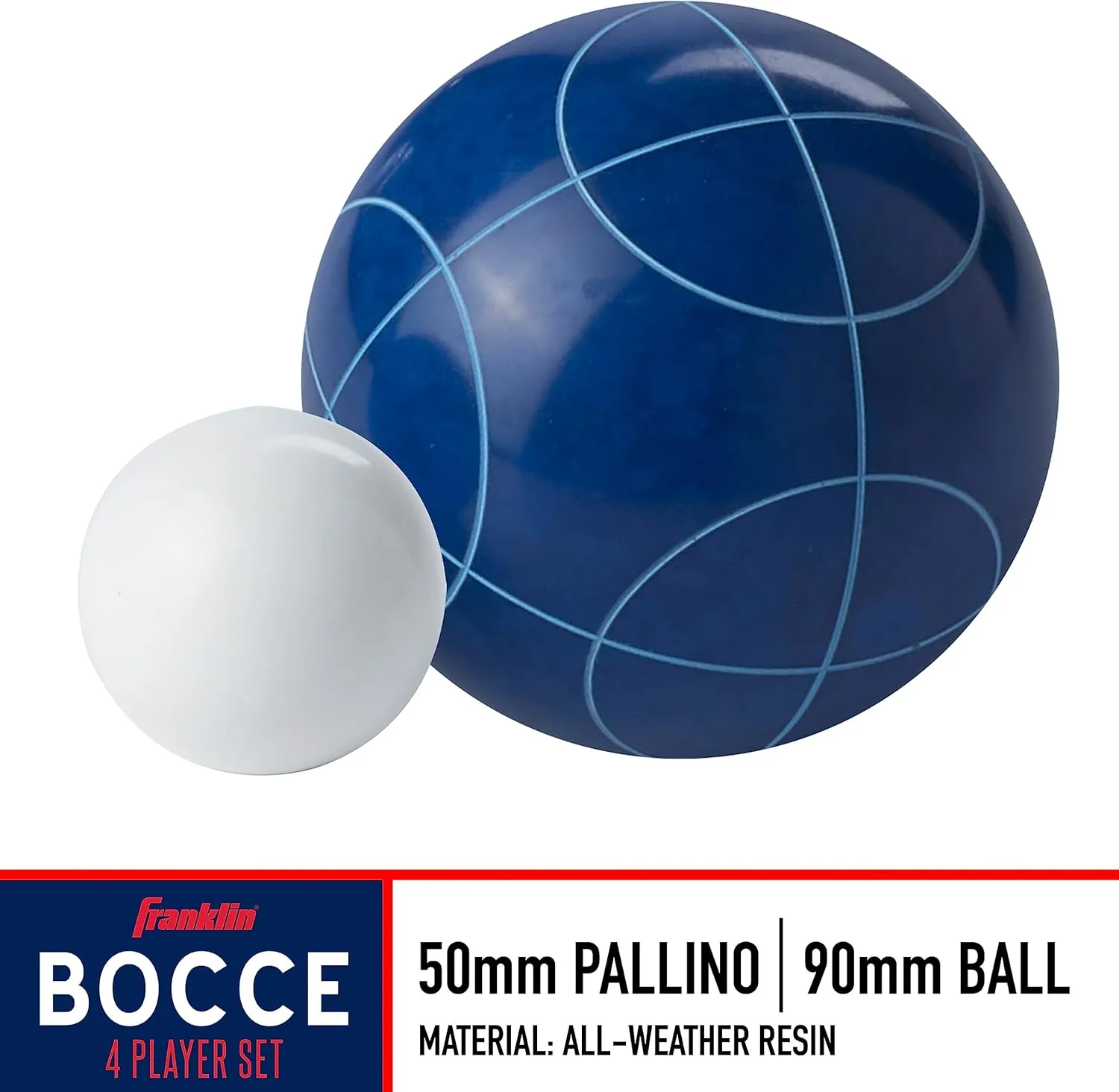 Franklin Sports Bocce Ball Set — 8 All Weather Bocce Balls and 1 Pallino — Beach, Backyard Lawn or Outdoor Party Game — Professional, American, and Starter Set Options