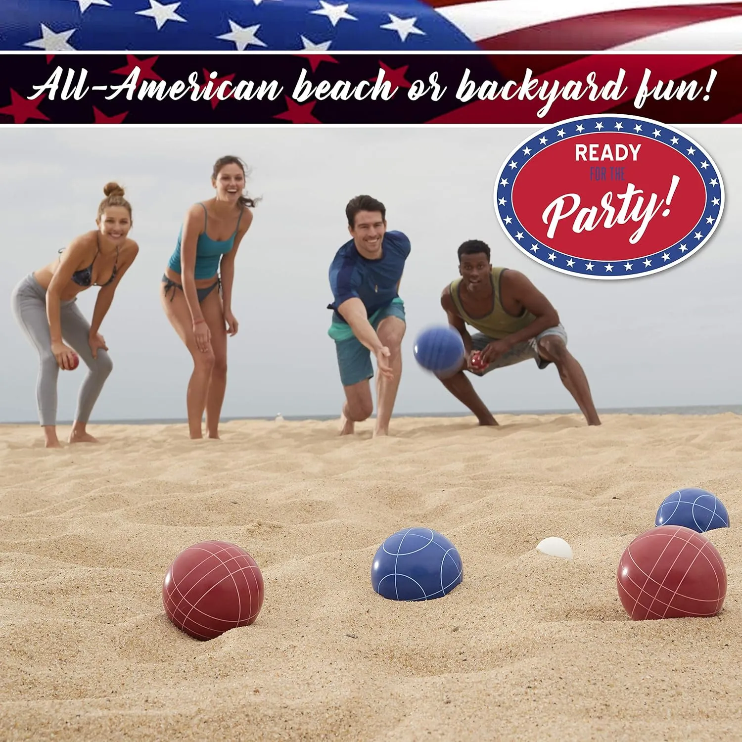 Franklin Sports Bocce Ball Set — 8 All Weather Bocce Balls and 1 Pallino — Beach, Backyard Lawn or Outdoor Party Game — Professional, American, and Starter Set Options