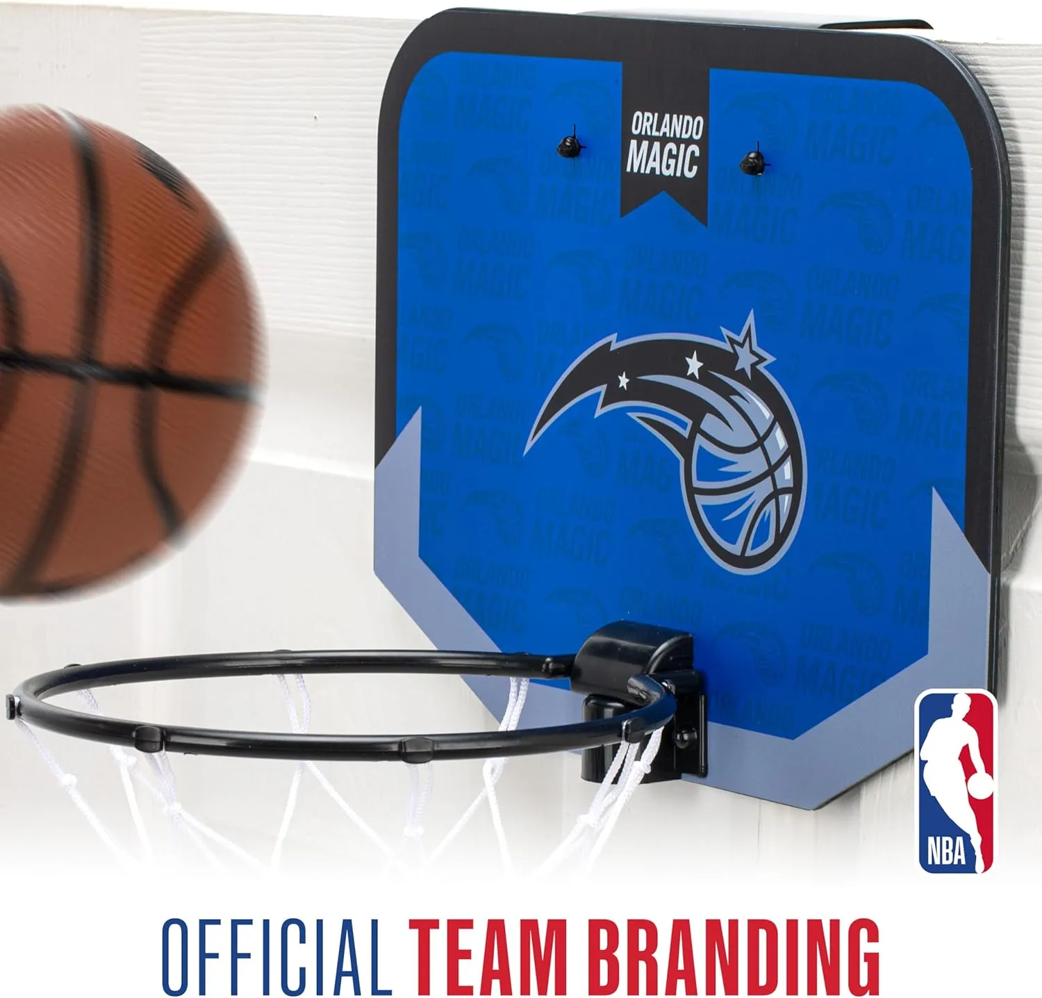 Franklin Sports NBA Team Over The Door Basketball Hoop - Kids Indoor Mini Basketball Hoop with Basketball - NBA Fan Shop Mini Hoop for Bedroom & Office