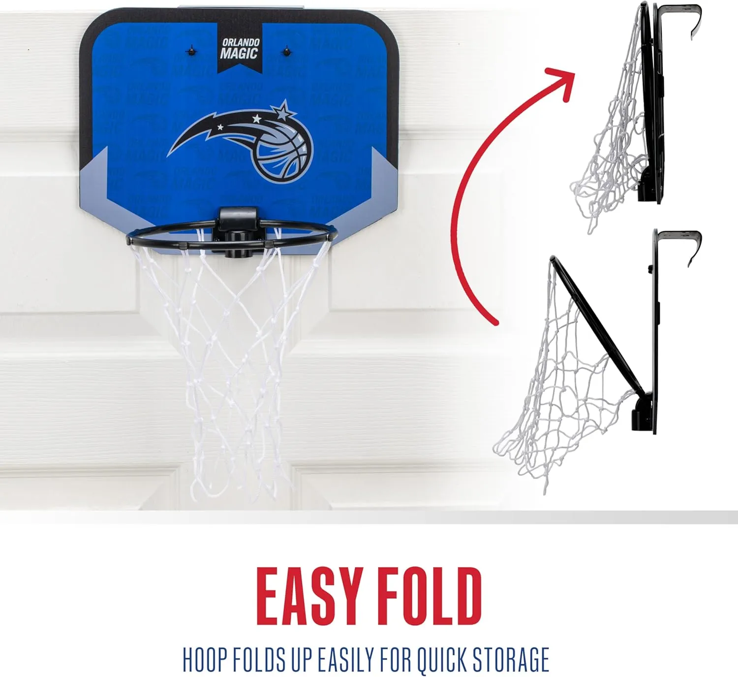 Franklin Sports NBA Team Over The Door Basketball Hoop - Kids Indoor Mini Basketball Hoop with Basketball - NBA Fan Shop Mini Hoop for Bedroom & Office