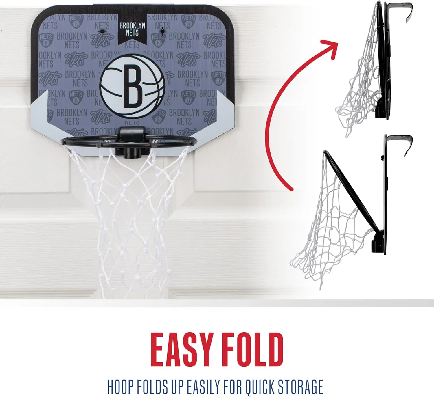 Franklin Sports NBA Team Over The Door Basketball Hoop - Kids Indoor Mini Basketball Hoop with Basketball - NBA Fan Shop Mini Hoop for Bedroom & Office