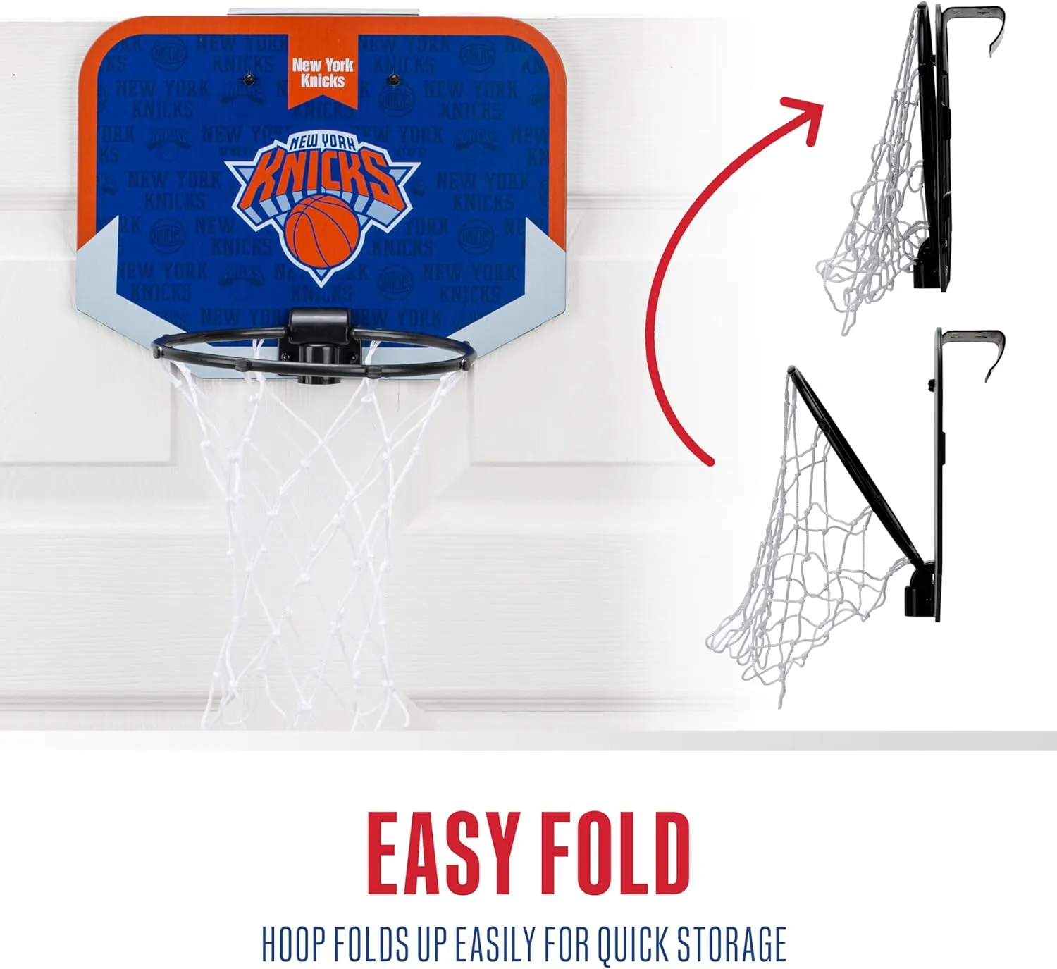 Franklin Sports NBA Team Over The Door Basketball Hoop - Kids Indoor Mini Basketball Hoop with Basketball - NBA Fan Shop Mini Hoop for Bedroom & Office