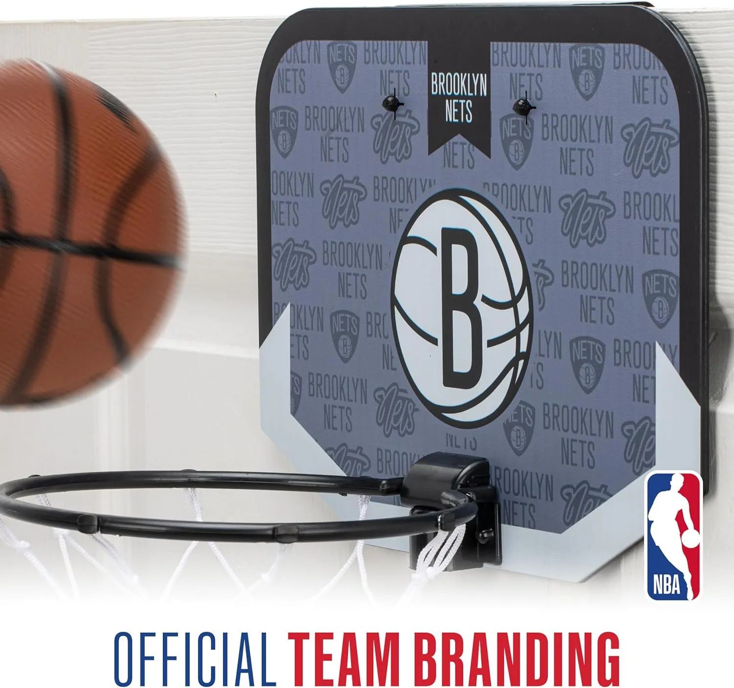 Franklin Sports NBA Team Over The Door Basketball Hoop - Kids Indoor Mini Basketball Hoop with Basketball - NBA Fan Shop Mini Hoop for Bedroom & Office