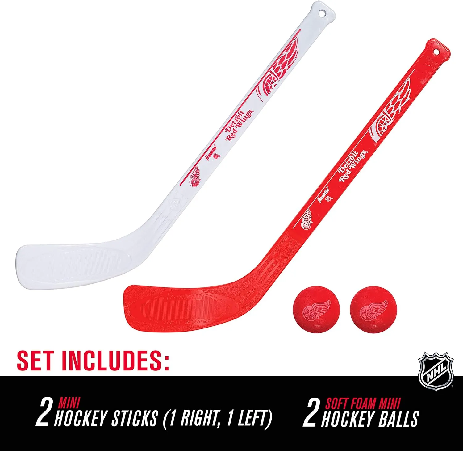 Franklin Sports NHL Mini Hockey Stick Set - NHL Team Knee Hockey Stick and Ball Set - Two Player Stick Set - Great Toy for Kids