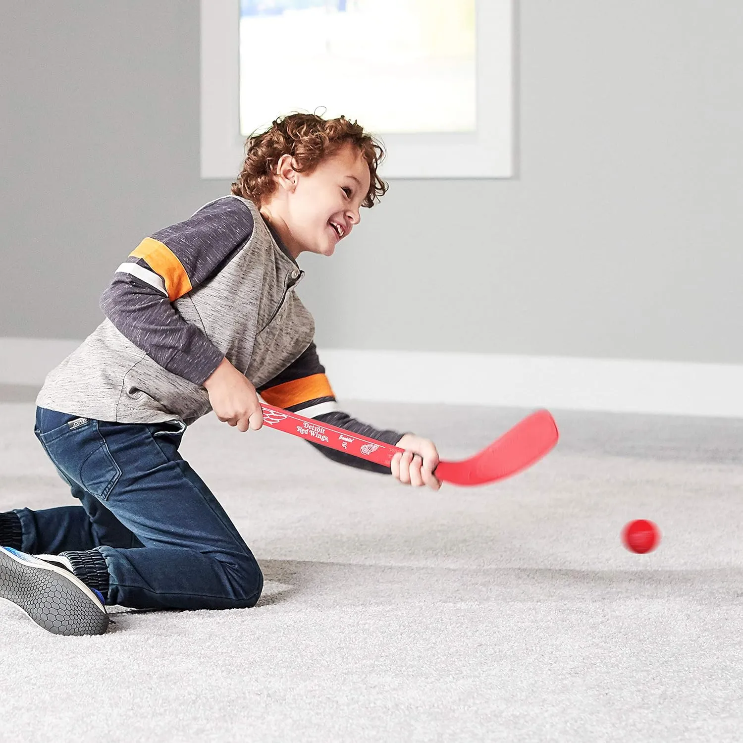 Franklin Sports NHL Mini Hockey Stick Set - NHL Team Knee Hockey Stick and Ball Set - Two Player Stick Set - Great Toy for Kids