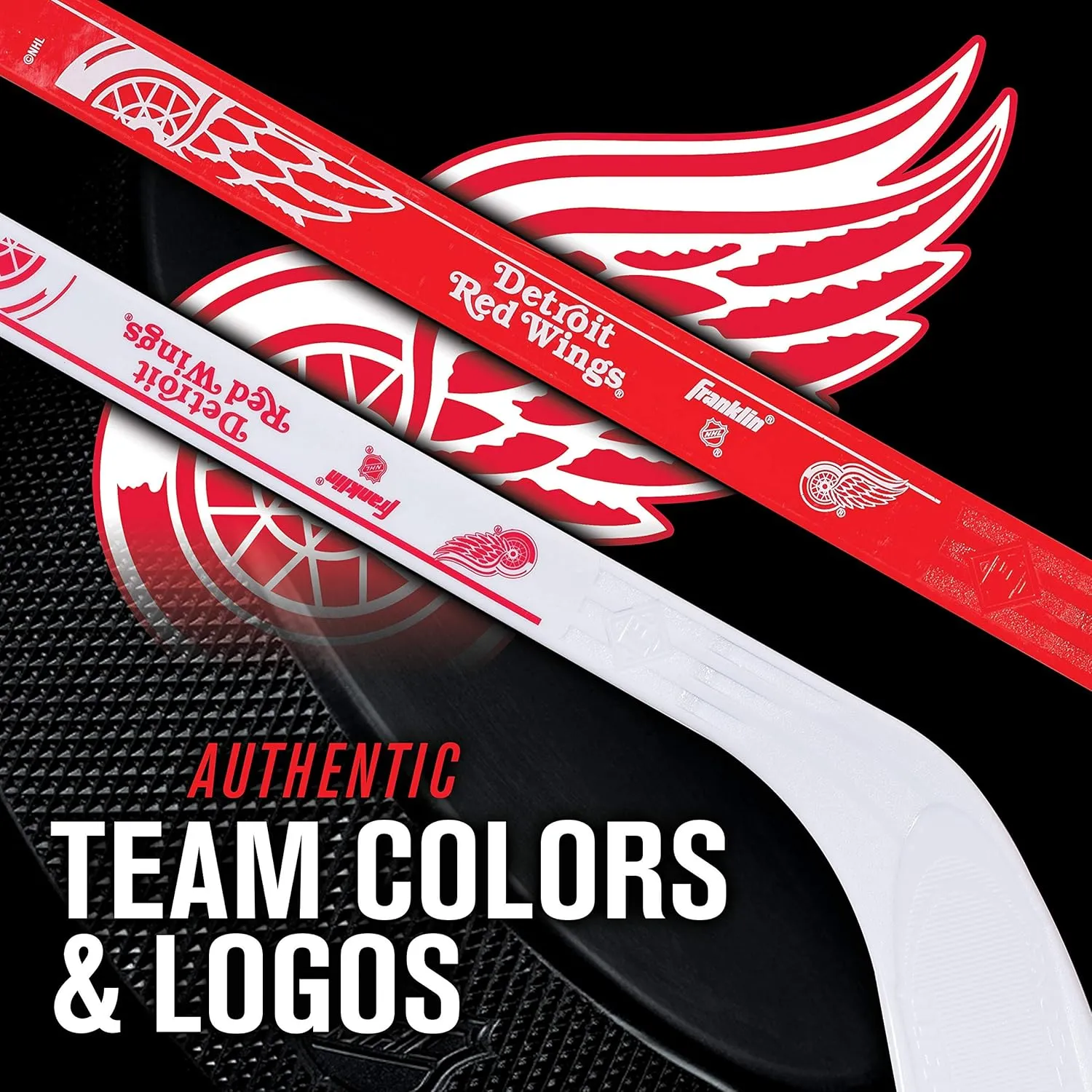 Franklin Sports NHL Mini Hockey Stick Set - NHL Team Knee Hockey Stick and Ball Set - Two Player Stick Set - Great Toy for Kids