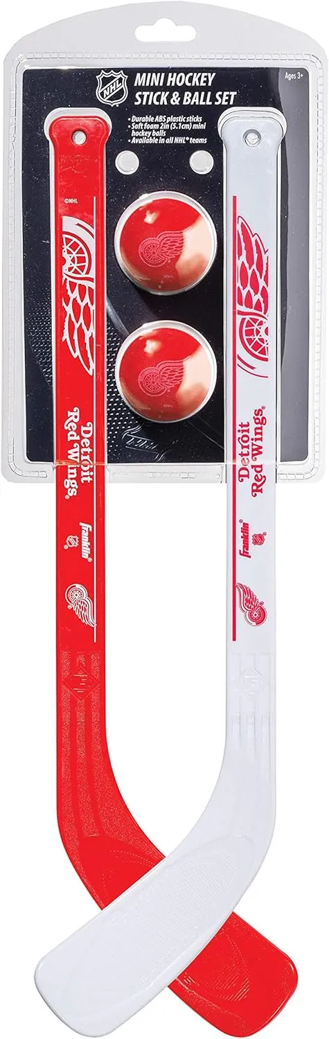 Franklin Sports NHL Mini Hockey Stick Set - NHL Team Knee Hockey Stick and Ball Set - Two Player Stick Set - Great Toy for Kids