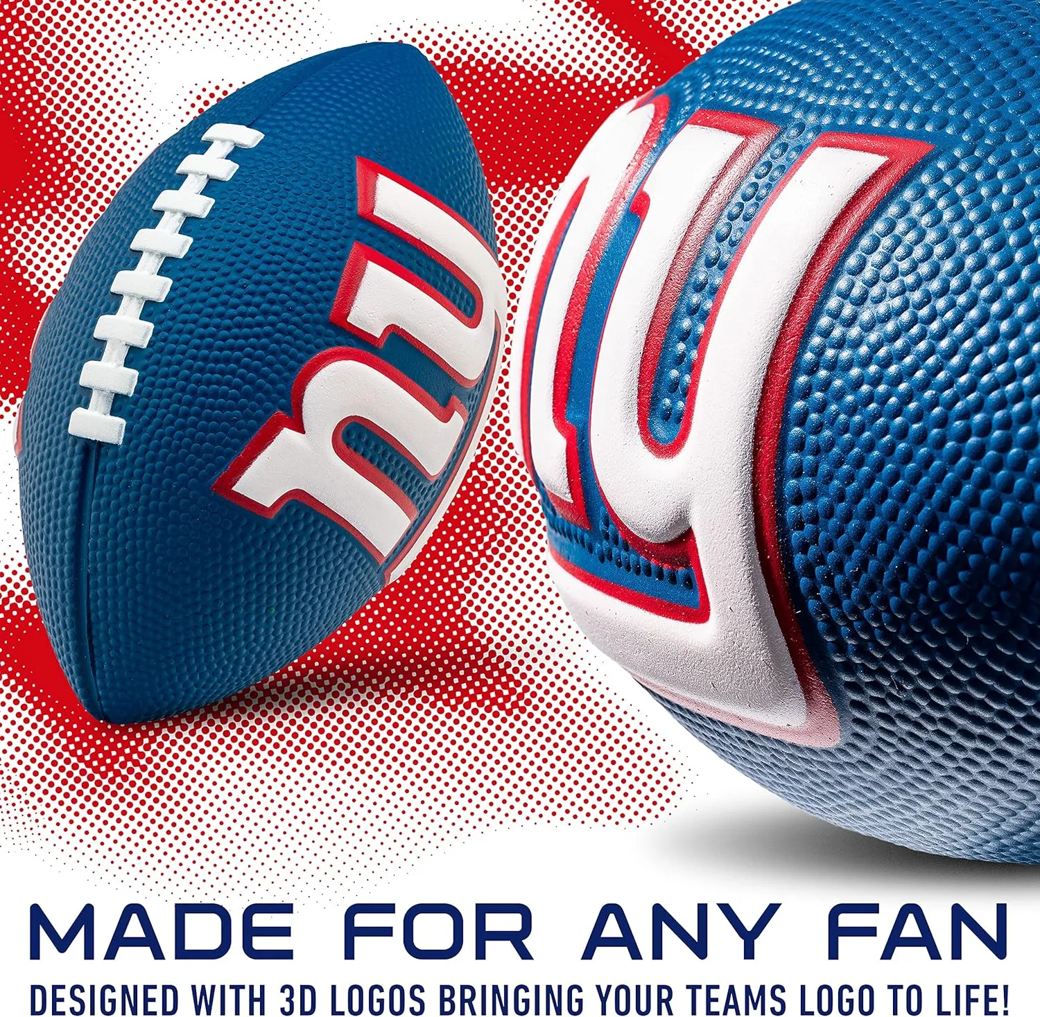 Franklin Sports Youth NFL Football   Air Pump Set - Soft Foam 8.5" Youth Mini Footballs with 8 Teams Choice   Air Pump
