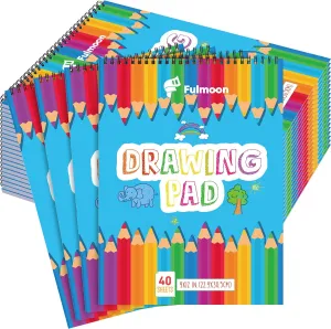 Fulmoon 25 Pack Sketch Pad for Kids Drawing Pad 40 Sheets Sketch Book Bulk Children Drawing Paper Art Supplies for Crayons Pencils School Kid Painting Party Art Supplies(9×12 Inch)