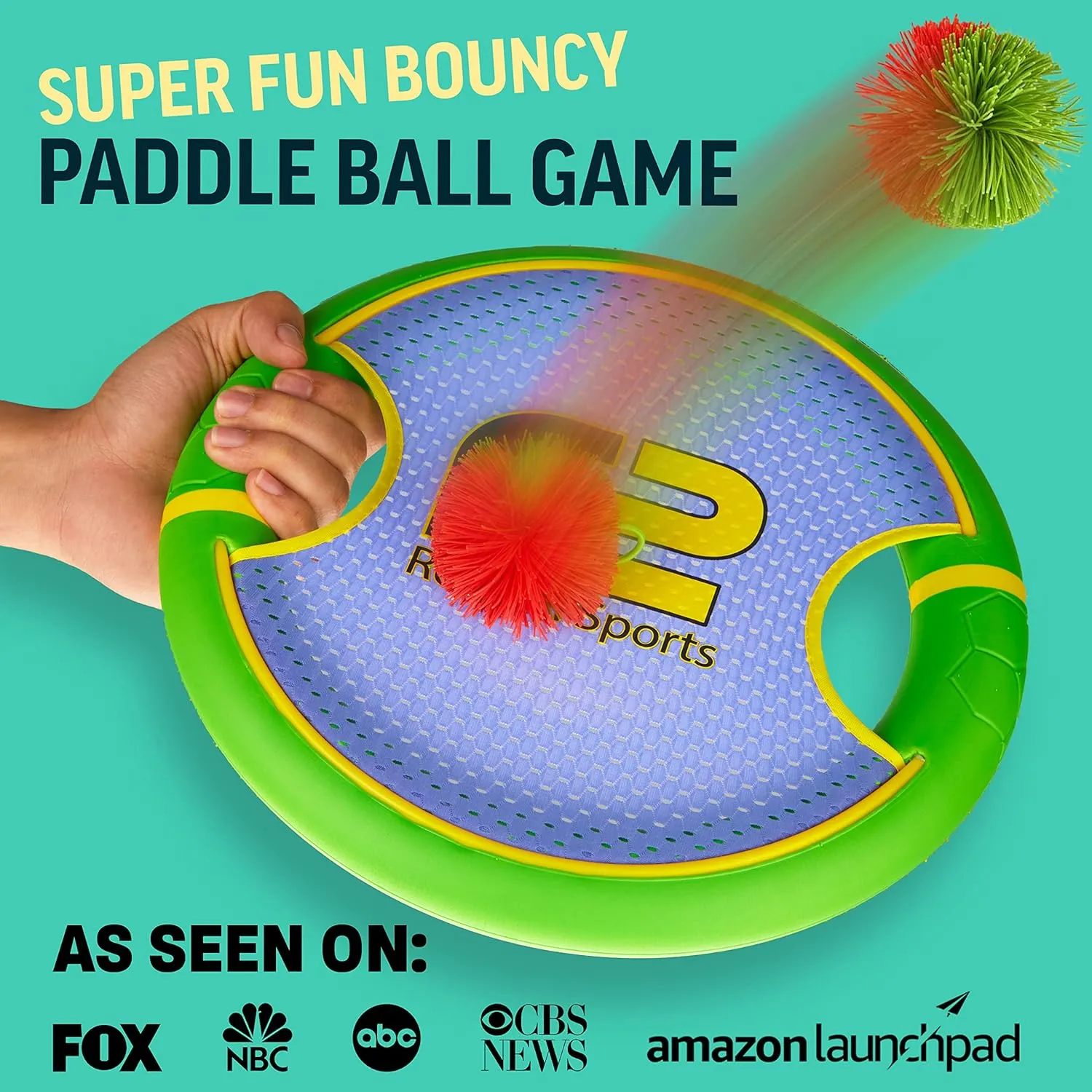 Fun Bouncy Paddle & Stringy Ball Toss & Catch Game - Easy to Use for Kids All Ages - Soft Foam Design for Safe Play Indoors or Outdoors - Also Works as Flying Disc - Great Gift Idea for Boys & Girls
