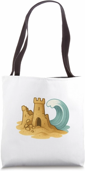 Fun Crumbling Sandcastle Beach Wave Summer Vacation Tote Bag
