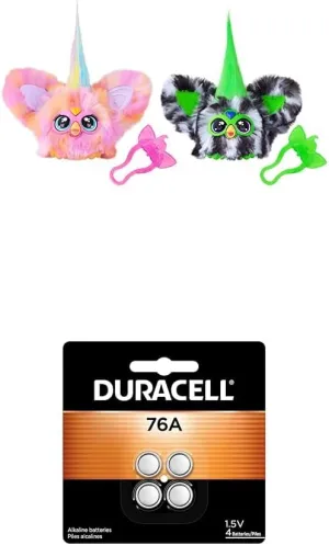 Furby Furblets Fierce & Fabulous 2 Pack, Greenie-Meanie & May-May with 45 Sounds Each   Duracell 76A 1.5V Alkaline Batteries, 8 Count (Pack of 2) (Bundle)