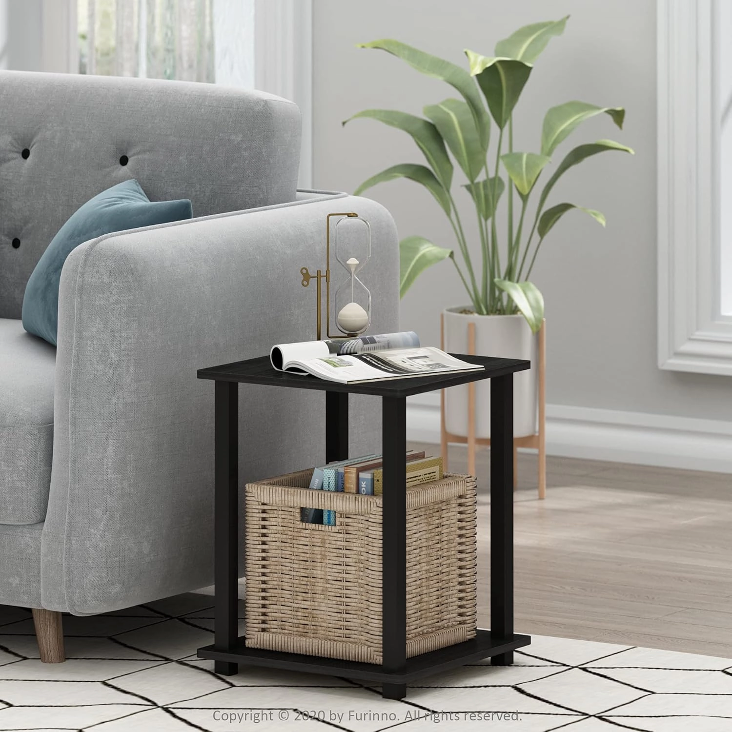 Furinno Simplistic Set of 2 End Table, Americano/Black