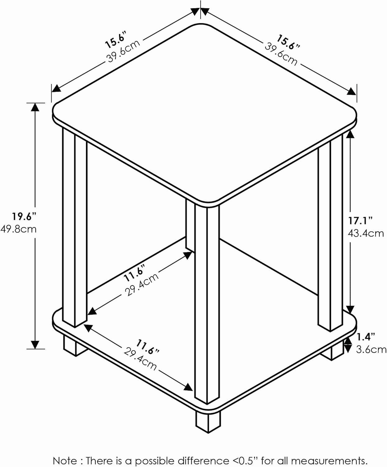 Furinno Simplistic Set of 2 End Table, Americano/Black