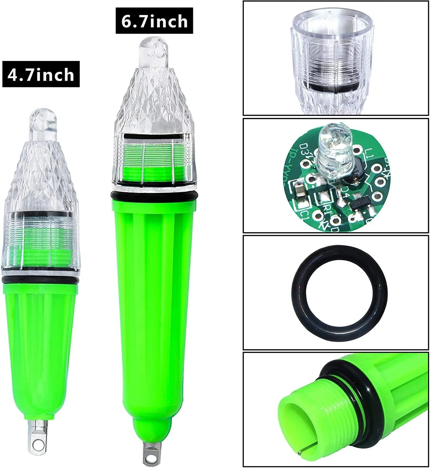 FUSIGO Underwater Fishing Light LED Deep Drop Fishing Light Waterproof Blinking Light Attractants Fishing Lamp Tools for Attracting Bait Lures 4.7in 6.7in
