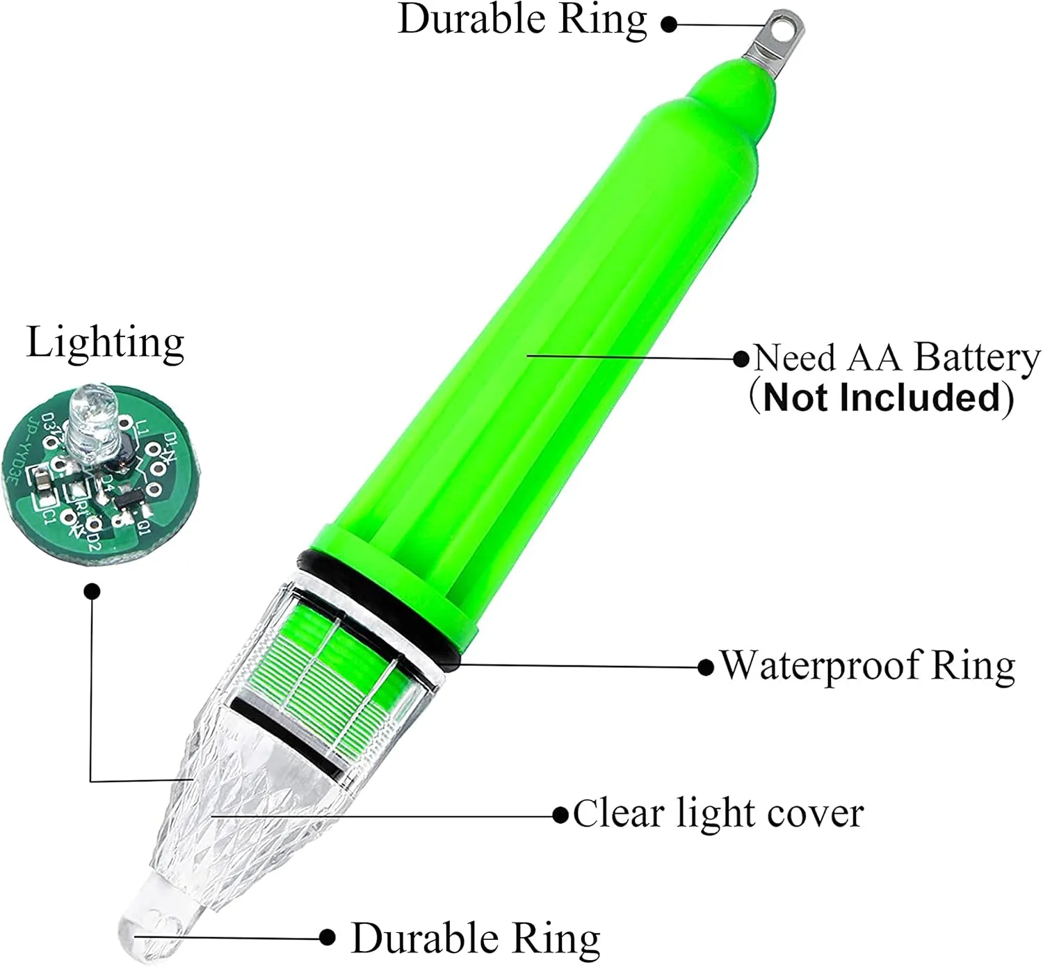 FUSIGO Underwater Fishing Light LED Deep Drop Fishing Light Waterproof Blinking Light Attractants Fishing Lamp Tools for Attracting Bait Lures 4.7in 6.7in