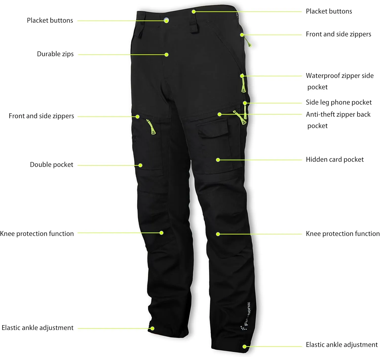 FWG Men's Hiking Pants - Durable Fishing & Work Pants, Ventilated, Multiple Pockets, Design for Outdoors