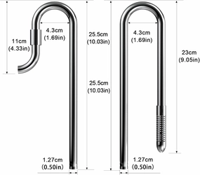 FZONE Mini 10 inch Stainless Steel Filter Pipe Inflow and Outflow for Aquarium Plant Tank, Lily Pipes with Acrylic Pipe Fixer for 12/16mm Filter Tube (MINI-12MM)