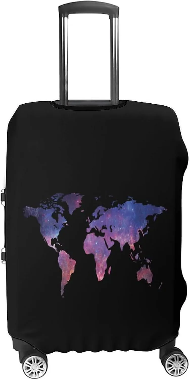 Galaxy World Map Luggage Protector Suitcase Cover Anti-Scratch Washable Fit 18-32 Inch Travel Luggage