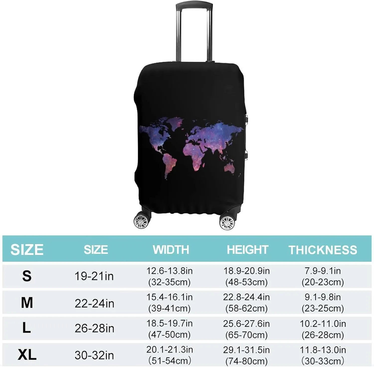 Galaxy World Map Luggage Protector Suitcase Cover Anti-Scratch Washable Fit 18-32 Inch Travel Luggage