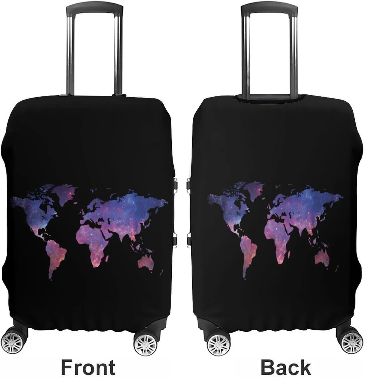 Galaxy World Map Luggage Protector Suitcase Cover Anti-Scratch Washable Fit 18-32 Inch Travel Luggage