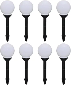 Garden Lamp Set of 8 White Shiny Ball, Black Tube Tough Plastic,Home & Garden,Lighting,Outdoor Lighting,277114
