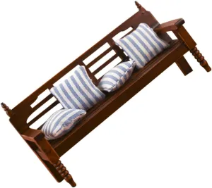Garneck 12th Scale Miniature Bench Model Pillow Wooden Dollhouse Accessory for Mini Scene Decor Craft