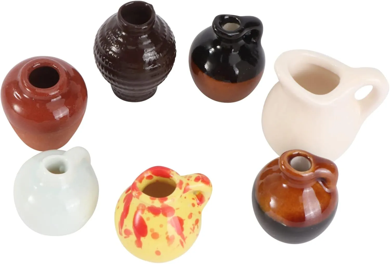 Garneck 7pcs Miniature Flower Vase Random Decor for Landscape and Dollhouse Display Adorable Miniature Flower for Charming Decorations