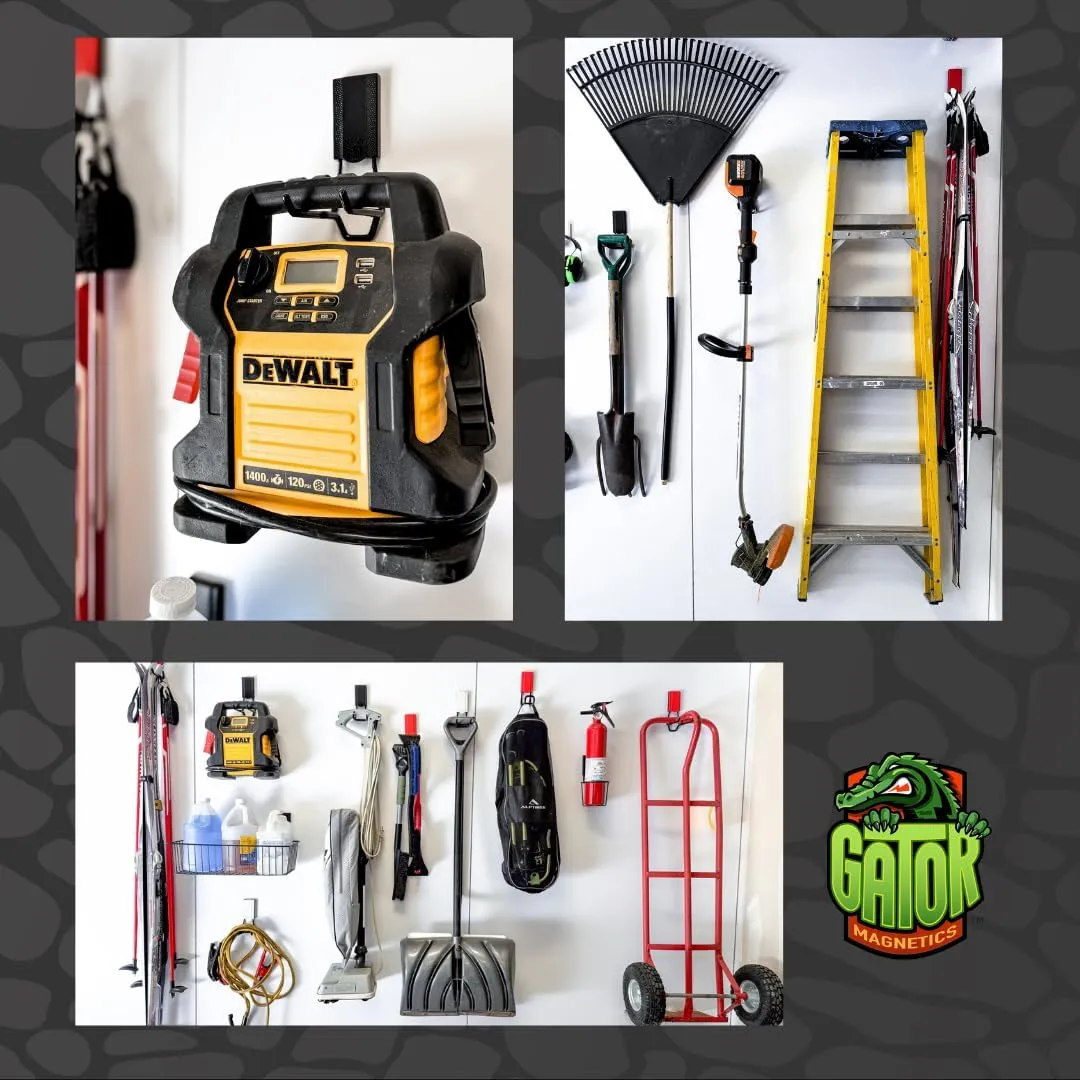 GATOR MAGNETICS MEGA 4.5" Open Hook 3 Pack - Magnetic Heavy Duty Garage Hooks with 45 lb Hold for Steel Surfaces - Garage Organization for Tools, Ladders, Weed Eaters, and More