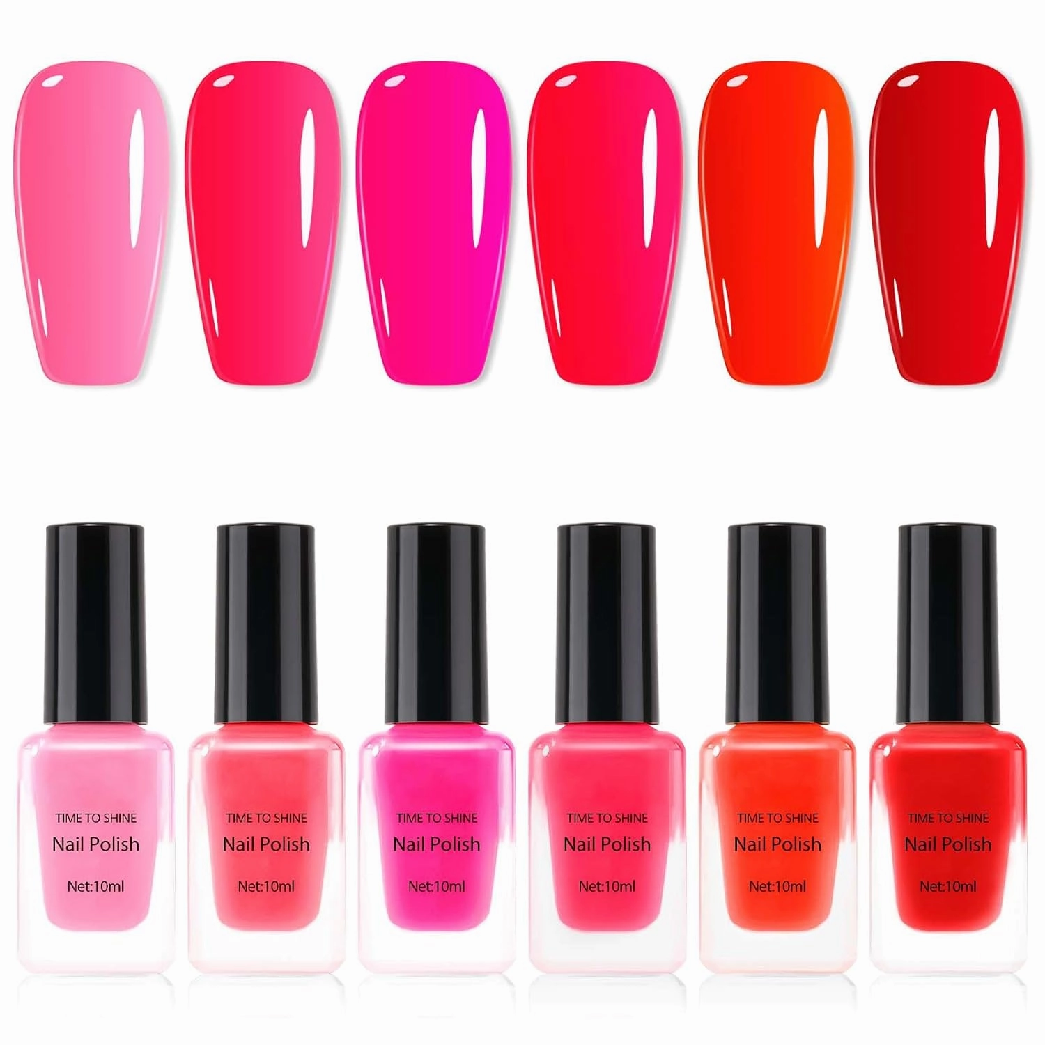 GELLEN Nail Polish, Quick Air Dry 6Colors Nail Lacquer Set Bright Red Pink Trendy Nail Polish Kit for Nail Manicure DIY Art Home, No UV Light Needed, 0.33 oz