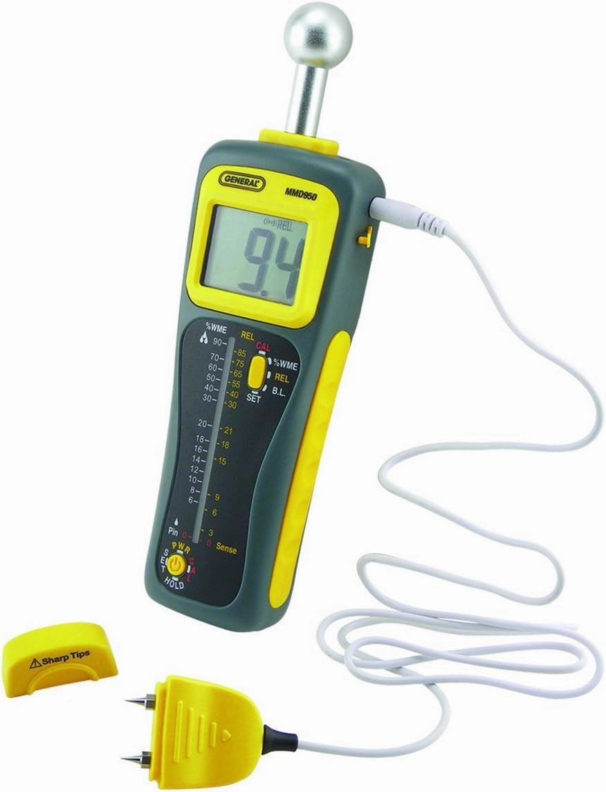 General Tools Moisture Meter MMD950 - Humidity Sensor & AcuRite Digital Hygrometer with Indoor Monitor and Comfort Scale (01083M) Room Thermometer Gauge, 3 x 2.5 Ines, White