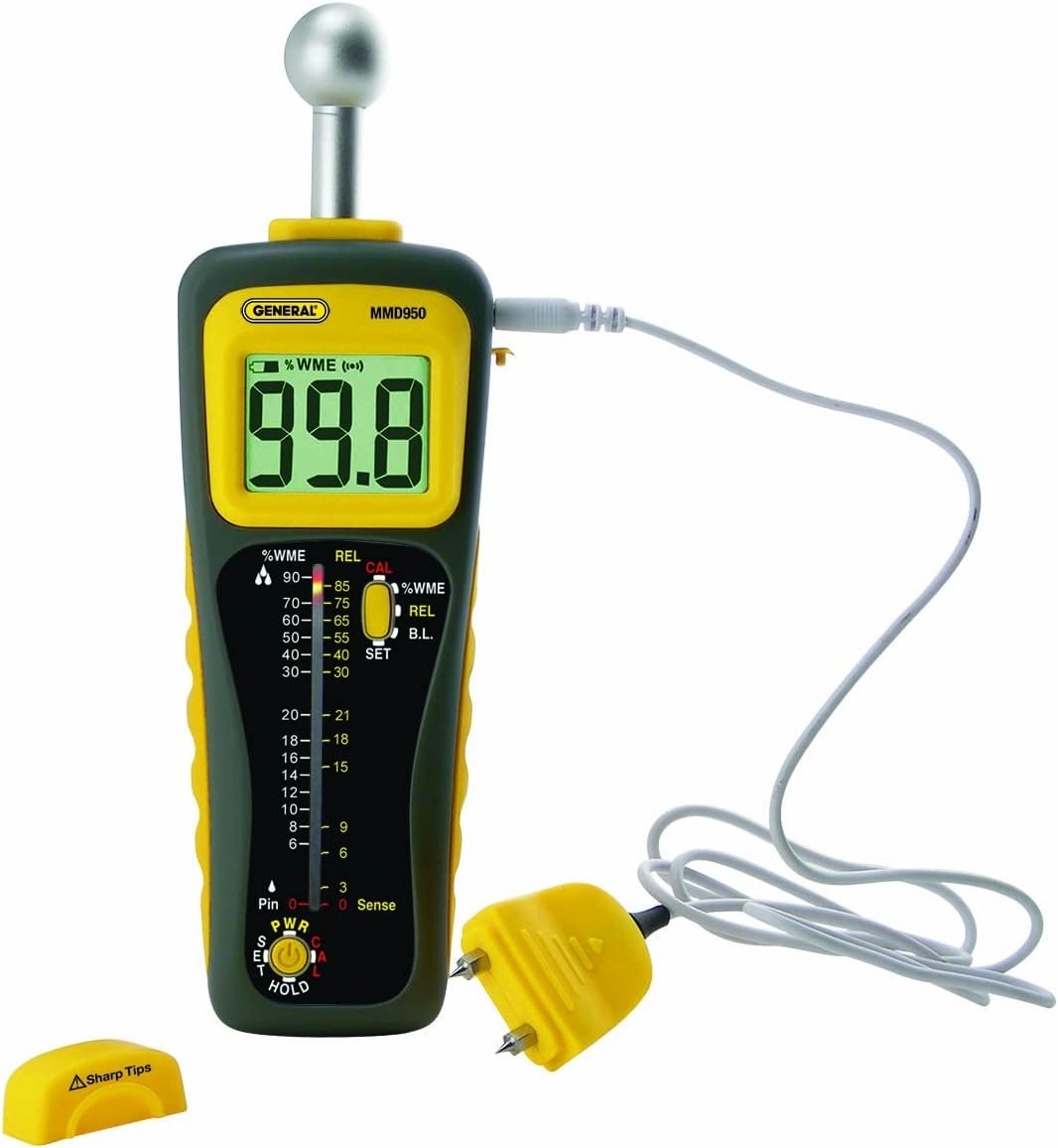 General Tools Moisture Meter MMD950 - Humidity Sensor & AcuRite Digital Hygrometer with Indoor Monitor and Comfort Scale (01083M) Room Thermometer Gauge, 3 x 2.5 Ines, White