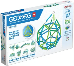 Geomag 142 PCS Magnetic Sticks & Balls Building Set, STEM Magnet Toy for Kids & Adults, Made from 100% Recycled Plastic, Construction Kit Compatible with Magnetic Tiles & Blocks, Swiss-Made