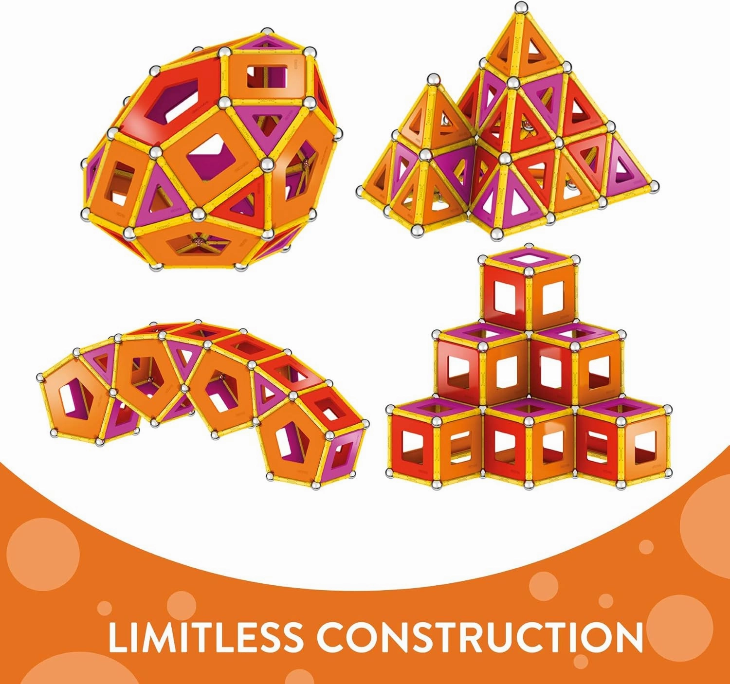 Geomag Magnetic Toys Classic Tiles 200-Piece Building Set For Kids Ages 5-99 | Swiss-Made STEM & STEAM Authenticated Educational Toy Made From 100% Recycled Plastic | Creative School-Age Learning Play