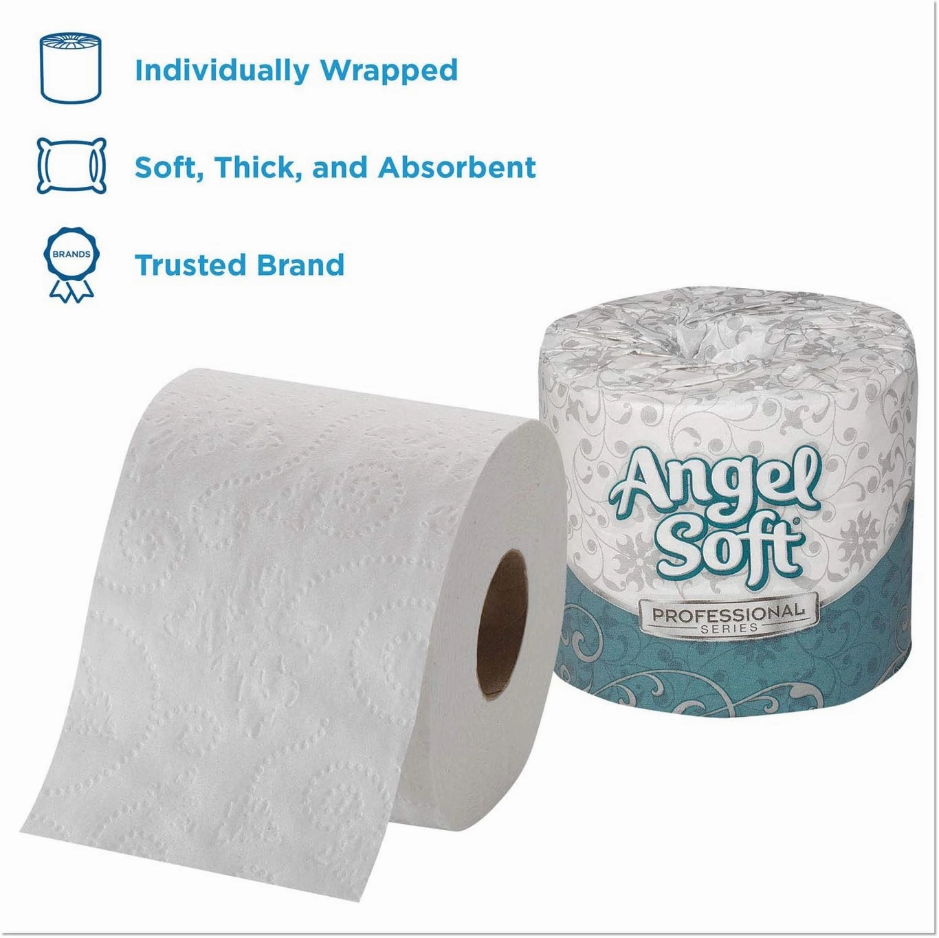Georgia-Pacific Angel Soft Professional Series Premium 2-Ply Embossed Toilet Paper, 16840, 450 Sheets Per Roll, 40 Rolls Per Case, White