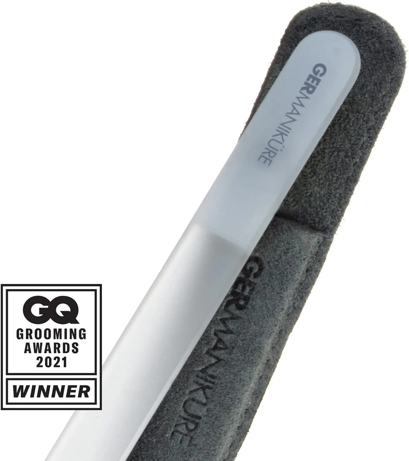 GERMANIKURE Nail Clipper and Glass Nail File Set in Black Leather Case - Made in Solingen Germany of FINOX Stainless Steel, Glass Nail Care Supplies Made in Czech Republic