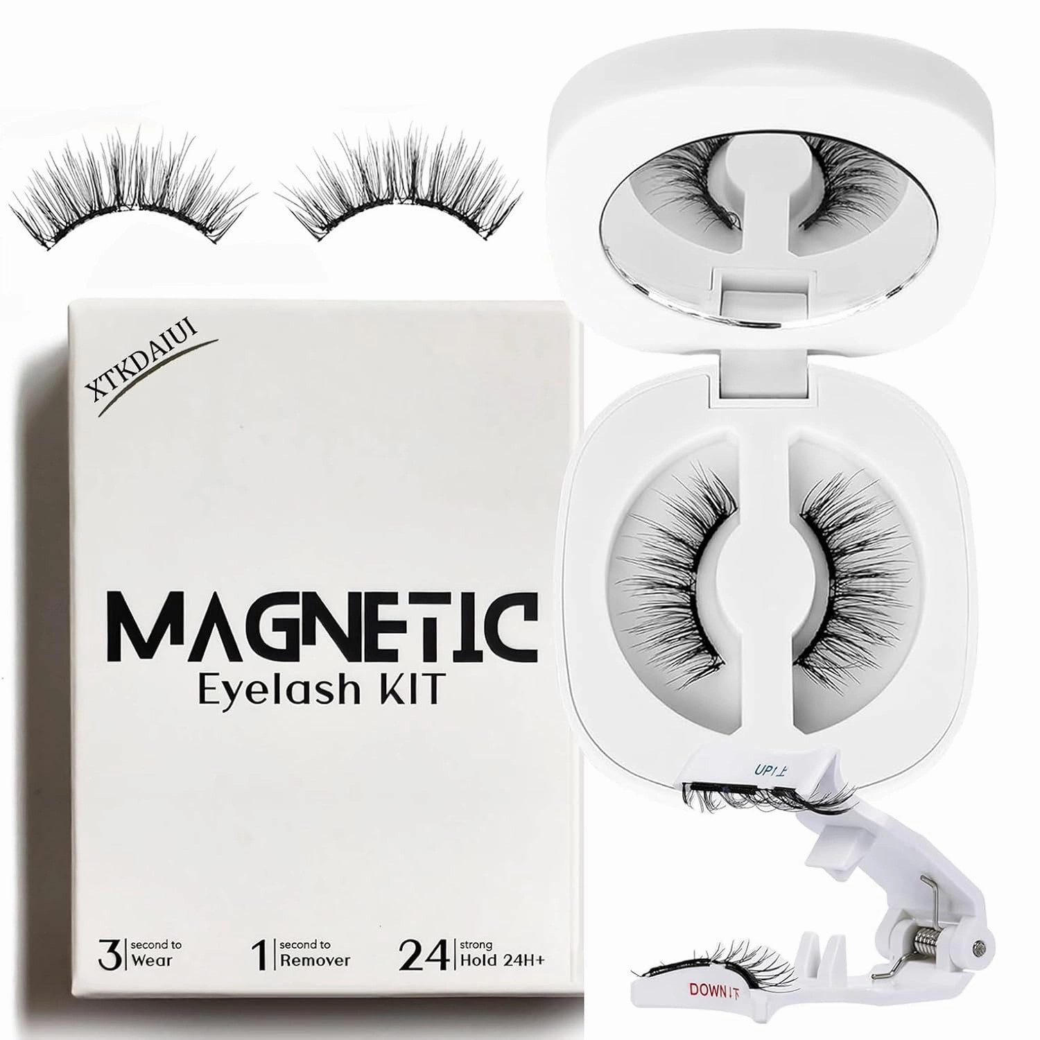 Giani Magnetic Lashes,Magnetic Eyelashes with applicator Natural Look,Reusable No Glue Needed Soft Eyelashes Kit,Lightweight & Waterproof, 3D Soft Flex,Easy to Apply,for All-Day Wear (Natural)