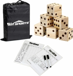 Giant Yard Dice Game Set,Wooden Classic Yard Game 3.5",Lawn Game with 2 Double Sided Scoreboard, 2 Dry Erase Marker Pens and Durable Storage Bag