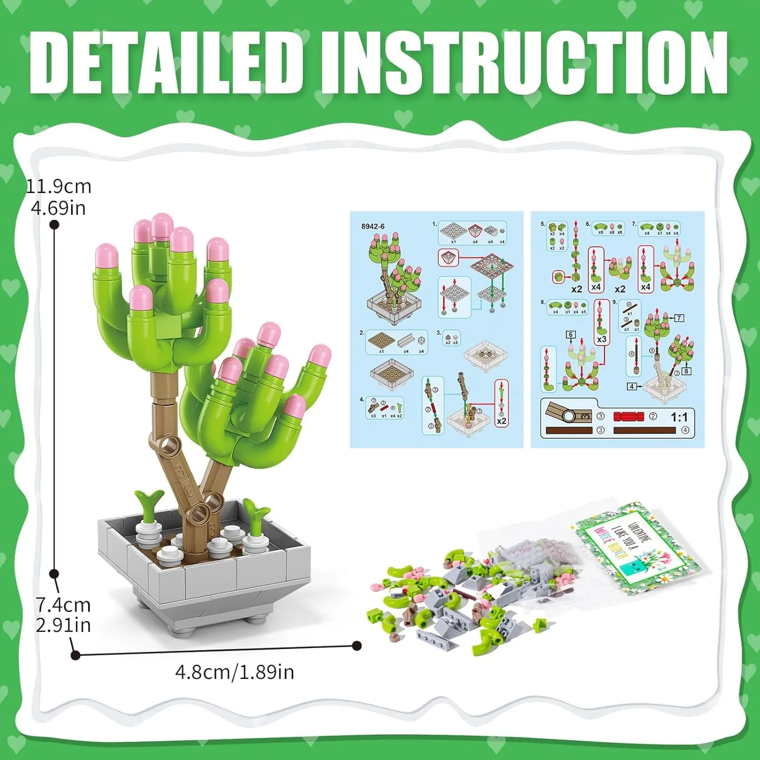 Gifts for Kids - 24 Packs Succulents Building Blocks with Cards Easter Basket Stuffers for Kids Boys Girls, Easter Party Favors Supplies Artificial Botanical Toy Class Prizes Easter Treat Bags