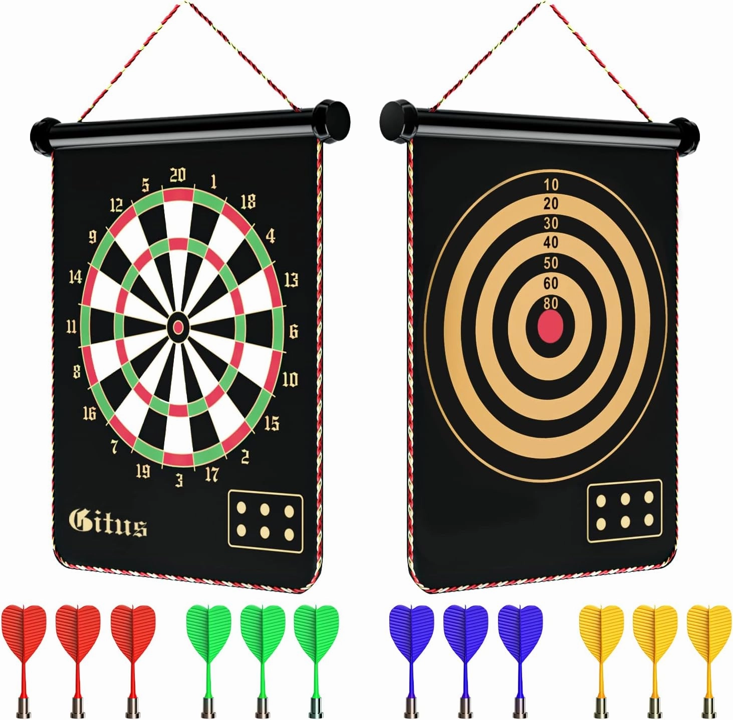 Gitus Magnetic Dart Board Indoor Outdoor Games for Kids with 12 Darts, Gifts for Teenage Boys Teen Boys Gifts Ideas Toys Gifts for 8 9 10 11 12 13 Year Old Boys Game Room Decor
