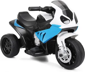 GLACER Kids Ride on Motorcycle, 3 Wheel Kids Motorcycle w/Training Wheels, Head Light, Music Mode & Cool Appearance, 6V Battery Powered Electric Ride on Motorcycle for Boys & Girls (Blue)