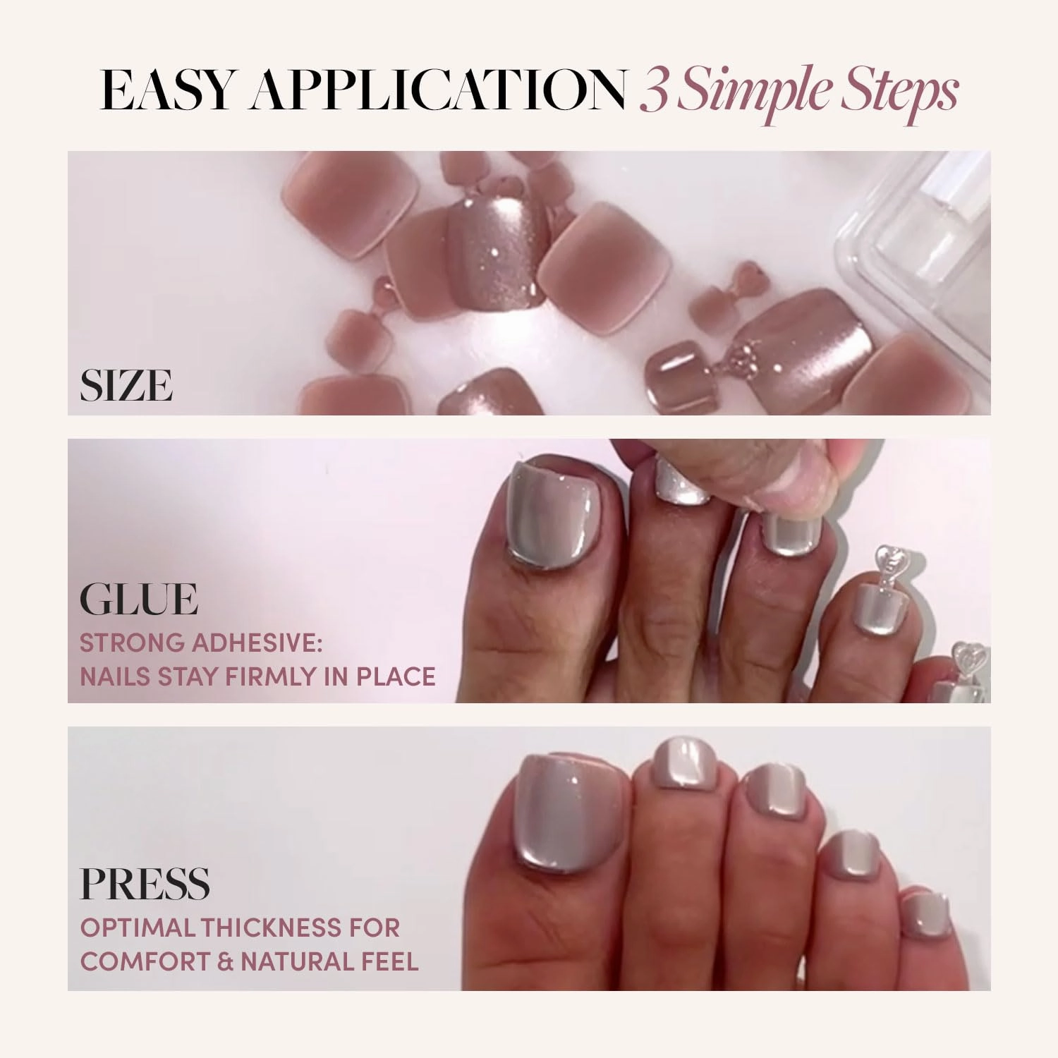 Glamnetic Press On Toenails - Cherry Glaze | Bright Red Fake Toe Nails with a Glazed Finish | 16 Sizes - 32 Toe Nail Kit with Glue
