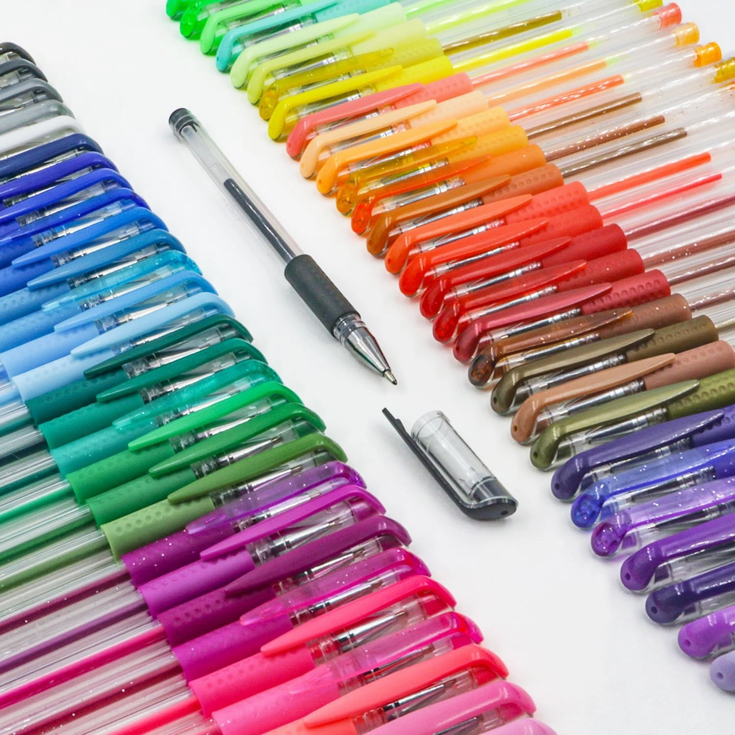 Glitter Gel Pens for Adult Coloring Books, Glitter Pens Set of 120 (60 Gel Glitter Pens & 60 Pen Refills), Fine Point (0.8-1.0mm) Pens for Journaling, Art Supplies for Scrapbooking, Doodling, Drawing