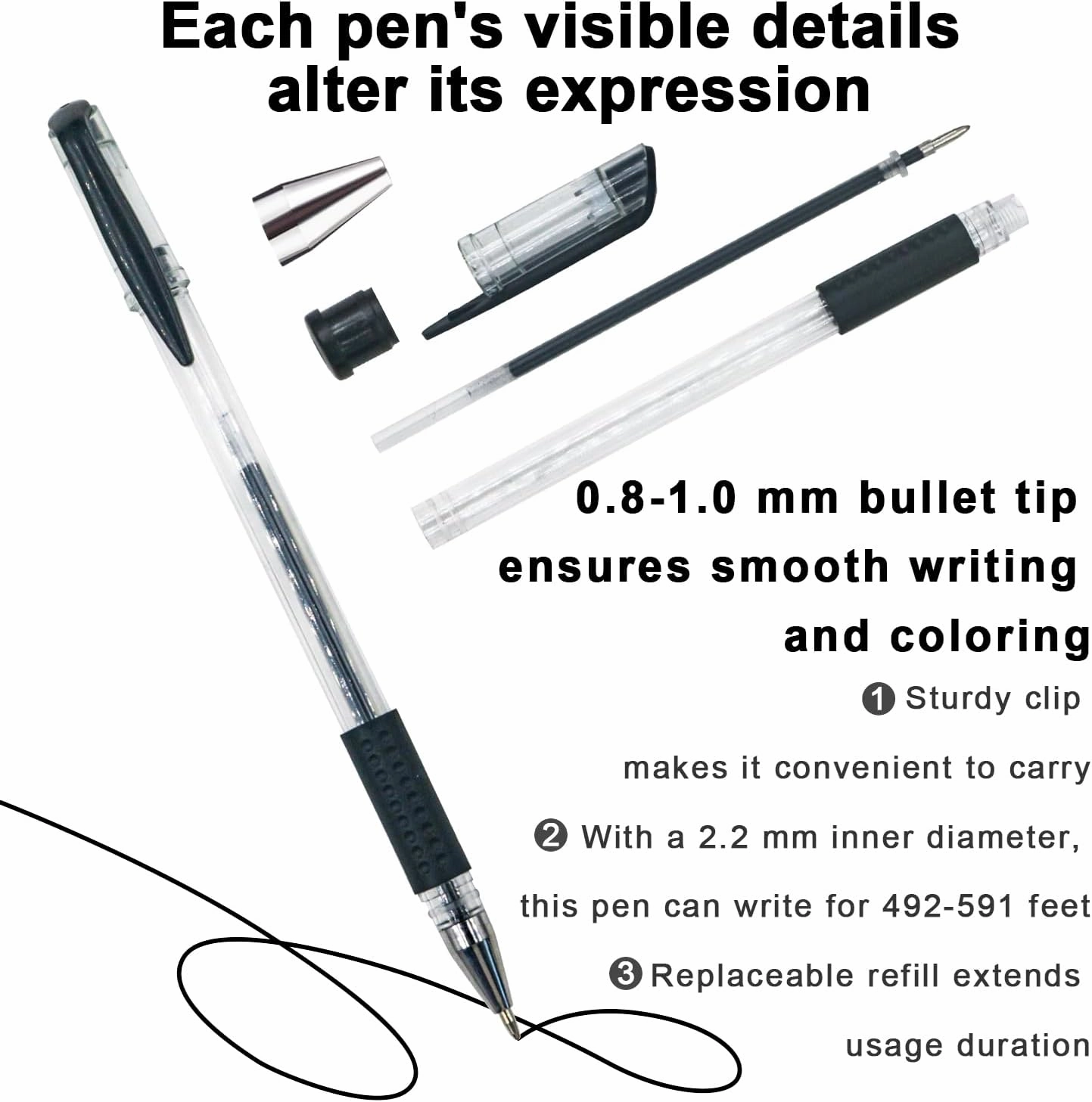 Glitter Gel Pens for Adult Coloring Books, Glitter Pens Set of 120 (60 Gel Glitter Pens & 60 Pen Refills), Fine Point (0.8-1.0mm) Pens for Journaling, Art Supplies for Scrapbooking, Doodling, Drawing