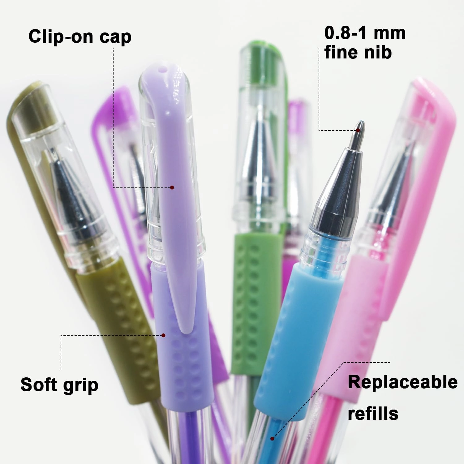 Glitter Gel Pens for Adult Coloring Books, Glitter Pens Set of 120 (60 Gel Glitter Pens & 60 Pen Refills), Fine Point (0.8-1.0mm) Pens for Journaling, Art Supplies for Scrapbooking, Doodling, Drawing