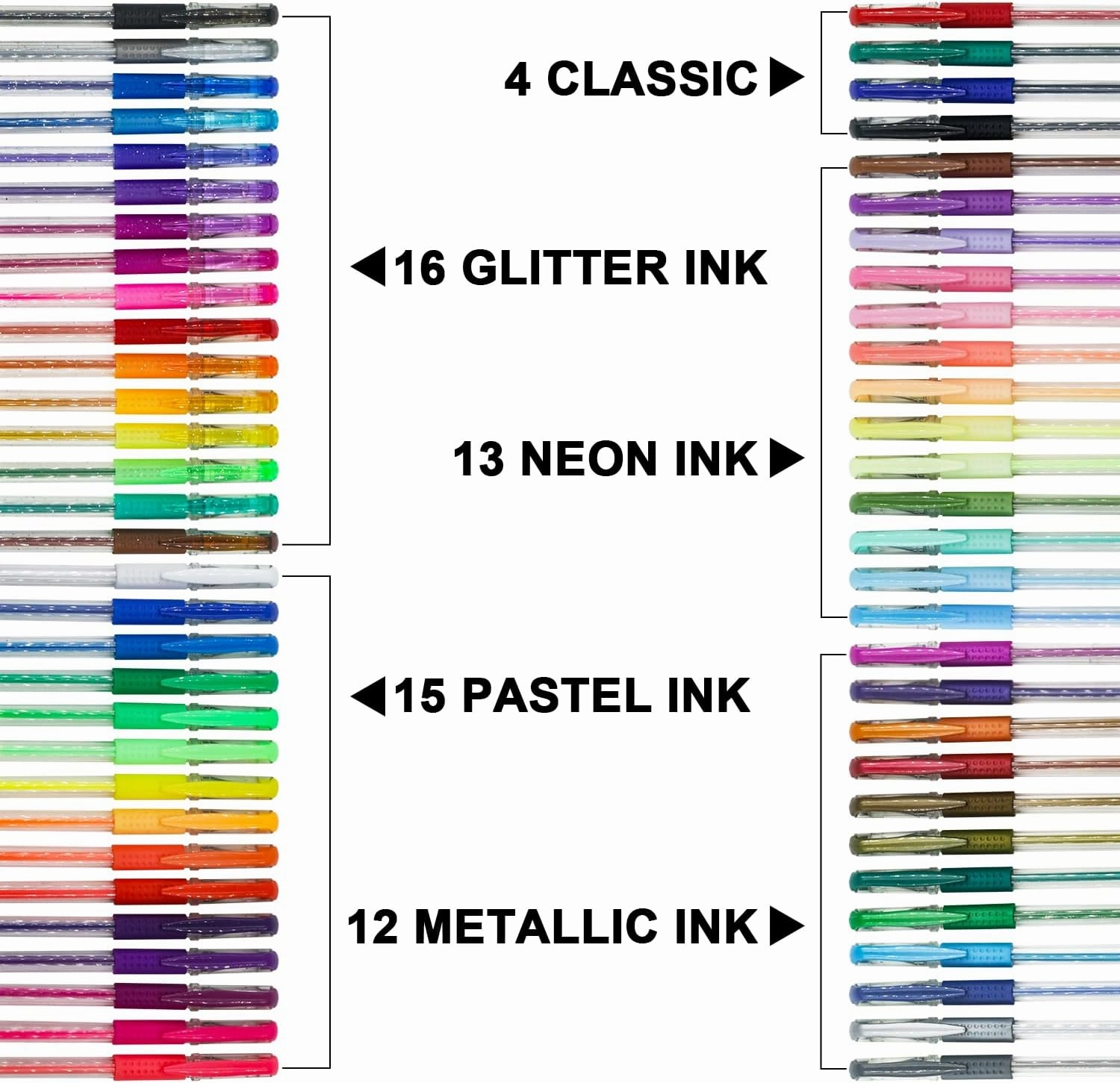 Glitter Gel Pens for Adult Coloring Books, Glitter Pens Set of 120 (60 Gel Glitter Pens & 60 Pen Refills), Fine Point (0.8-1.0mm) Pens for Journaling, Art Supplies for Scrapbooking, Doodling, Drawing